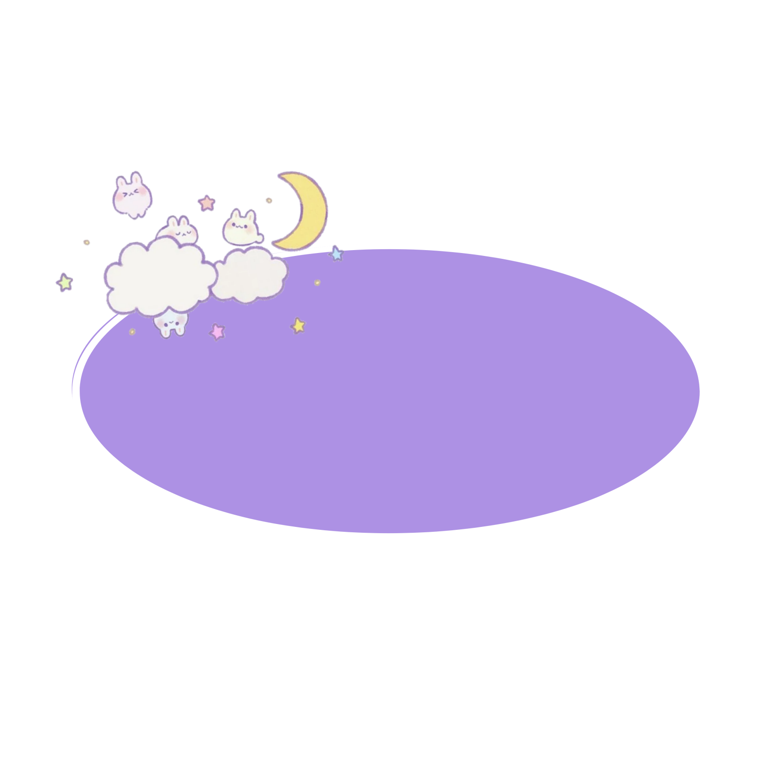 a purple circle with a cartoon cat sleeping on it