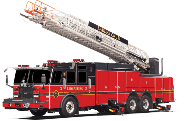 a red fire truck with a ladder on top