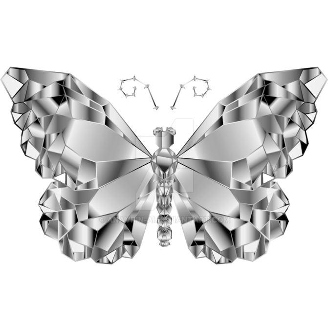 a silver butterfly on a white background
