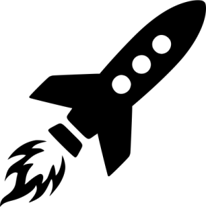 a black and white image of a rocket