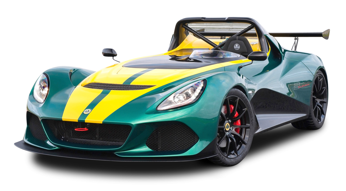 a green and yellow lotus sports car
