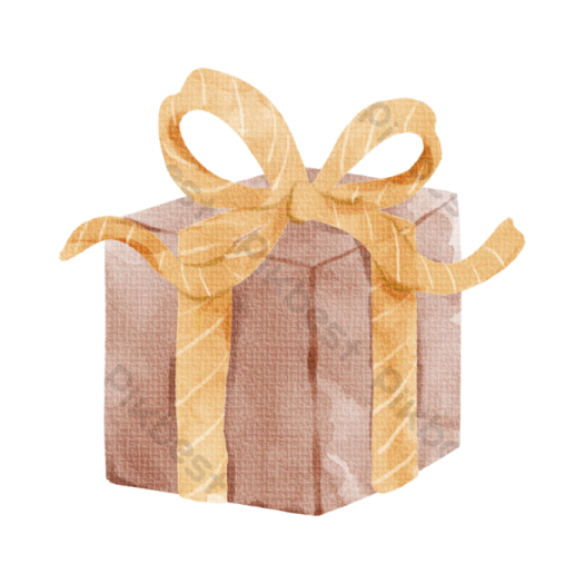a brown gift box with a yellow bow