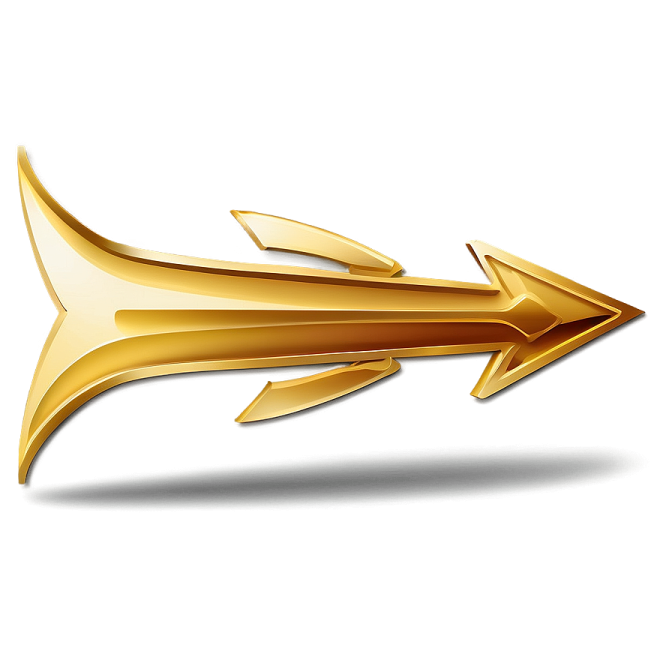 a gold arrow icon on a white background