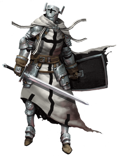 a drawing of a knight holding a sword