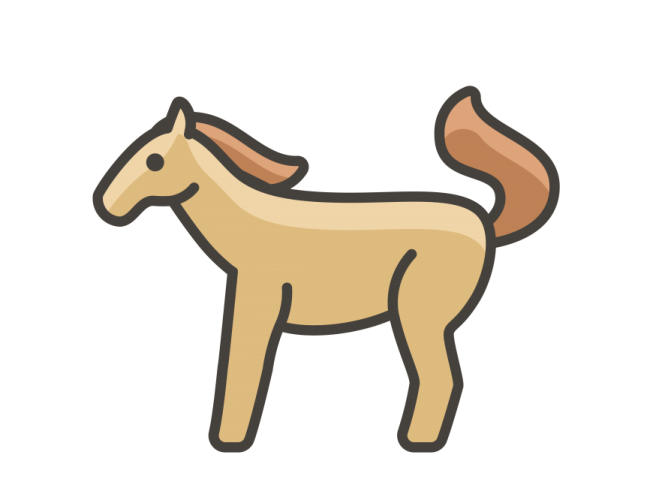 a brown horse standing on a white background