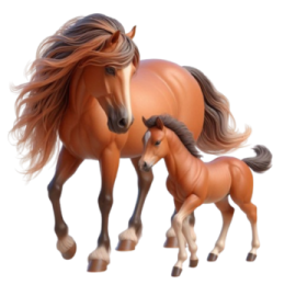 a mother horse and her foa