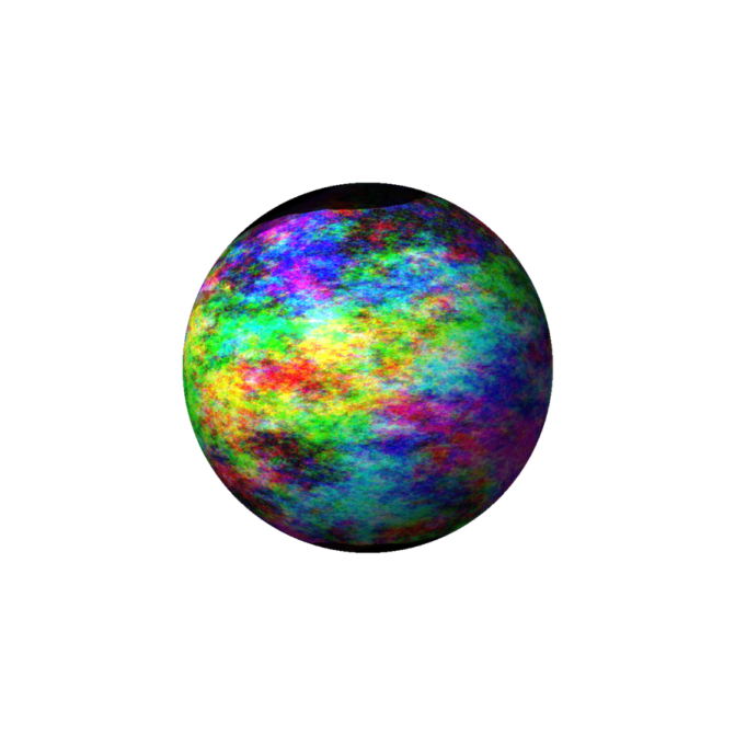 a black ope ball with green and blue colors