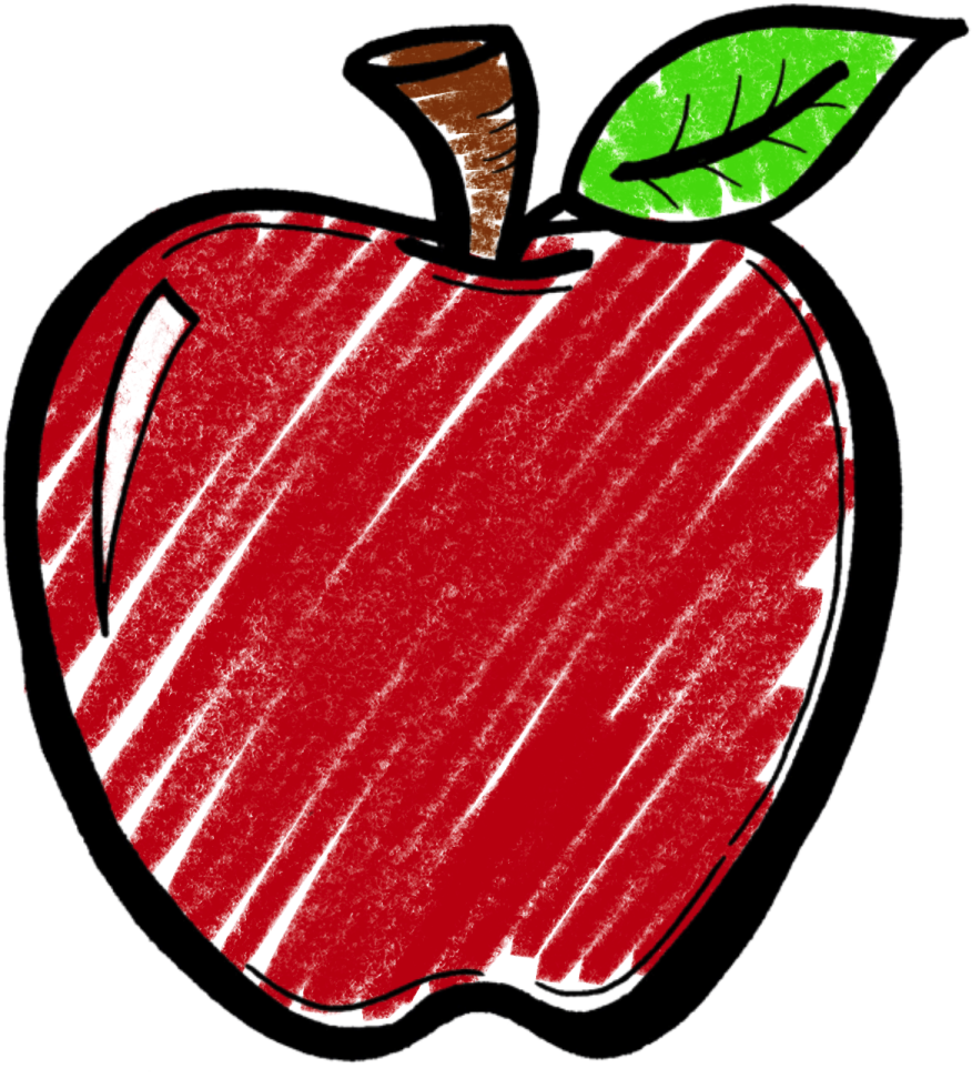 an apple with a green leaf on it