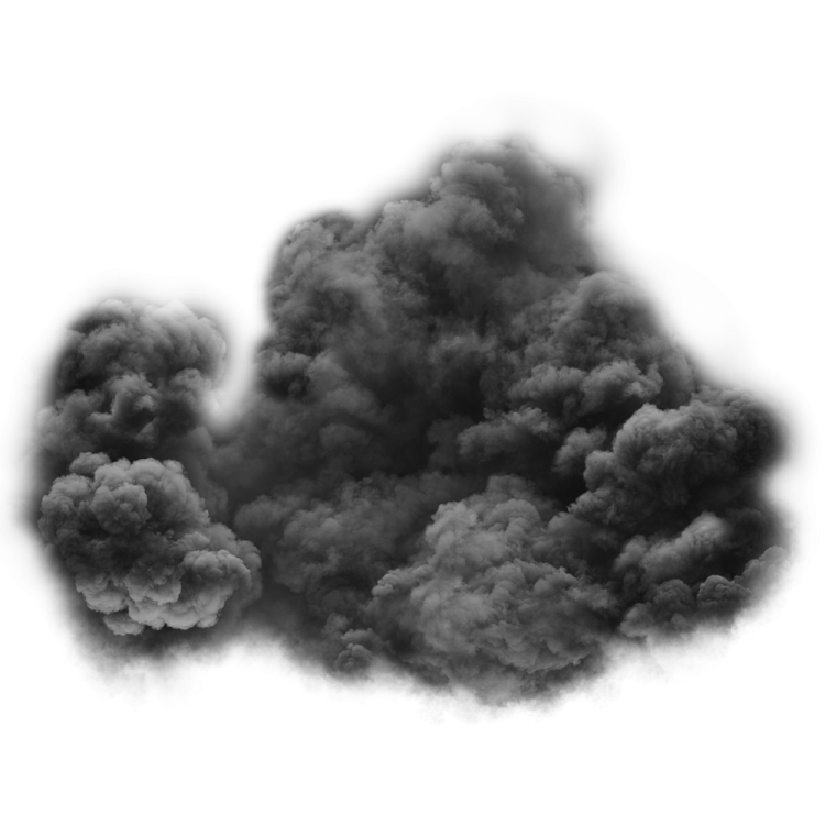black smoke cloud isolated on white background