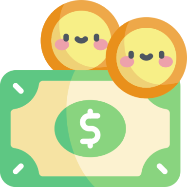 a money bag with two coins in it