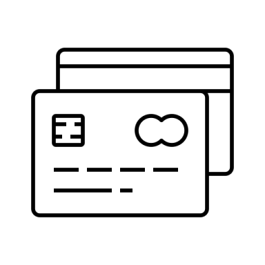 a black and white line drawing of a credit card
