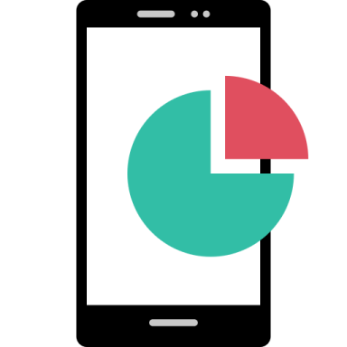a smartphone with a pie pie on the screen