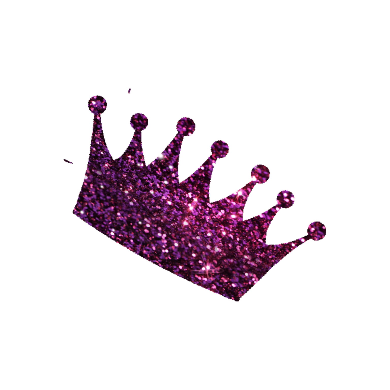 a purple glitter crown on a white background