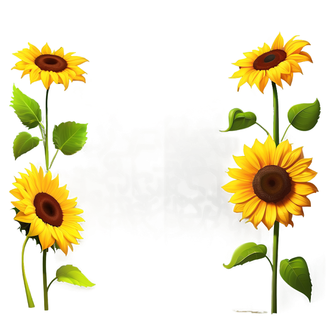 two yellow sunflowers on a white background
