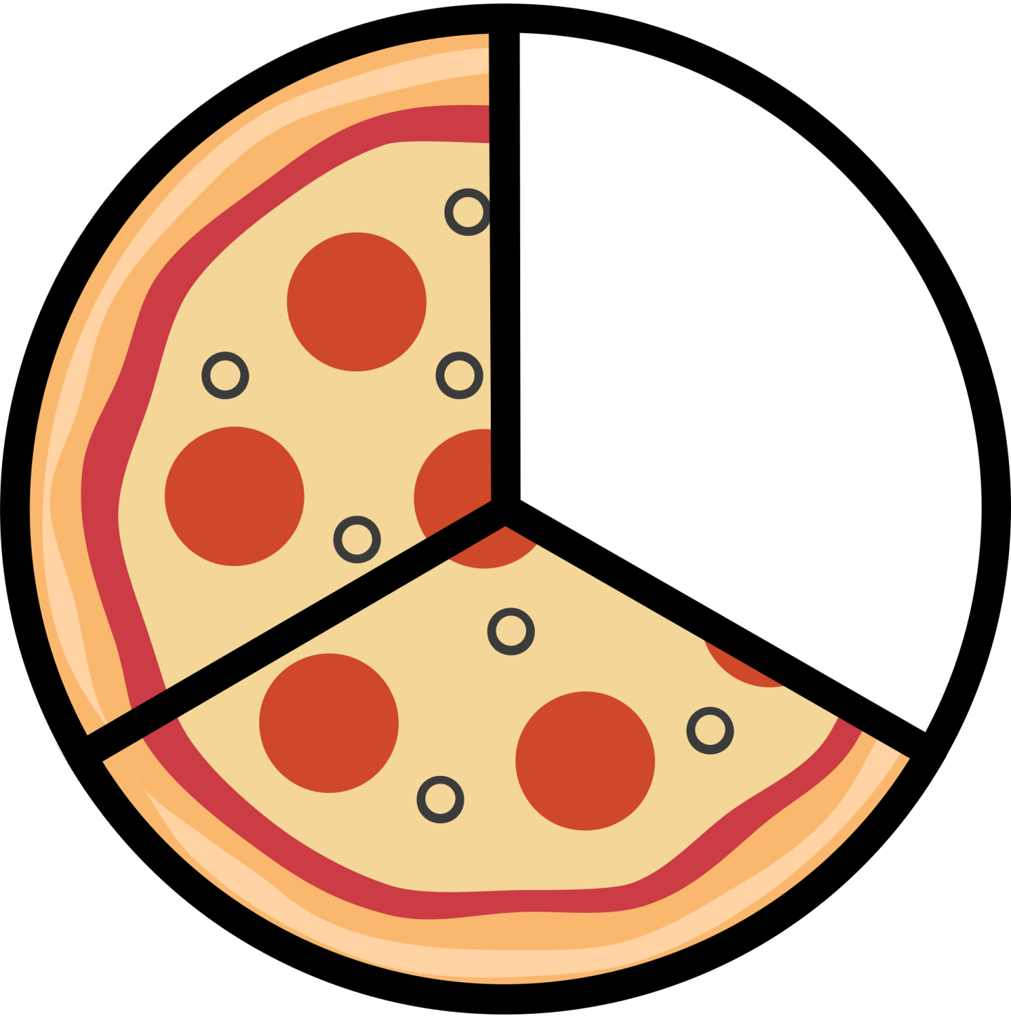 a pizza pie with two slices cut into it