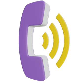 a purple and yellow phone with a white background
