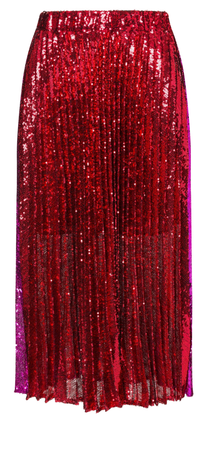 a red skirt with sequins on the bottom