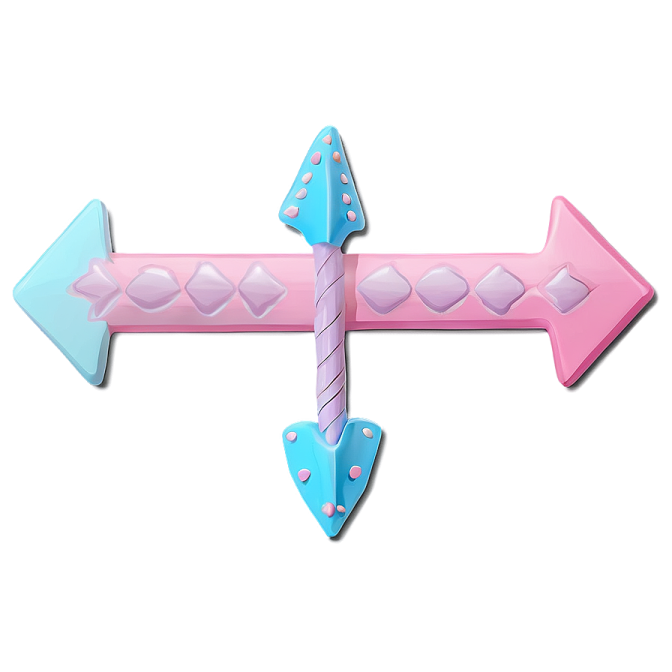a pink and blue arrow with hearts on it