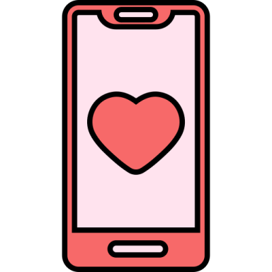 a phone with a heart on the screen
