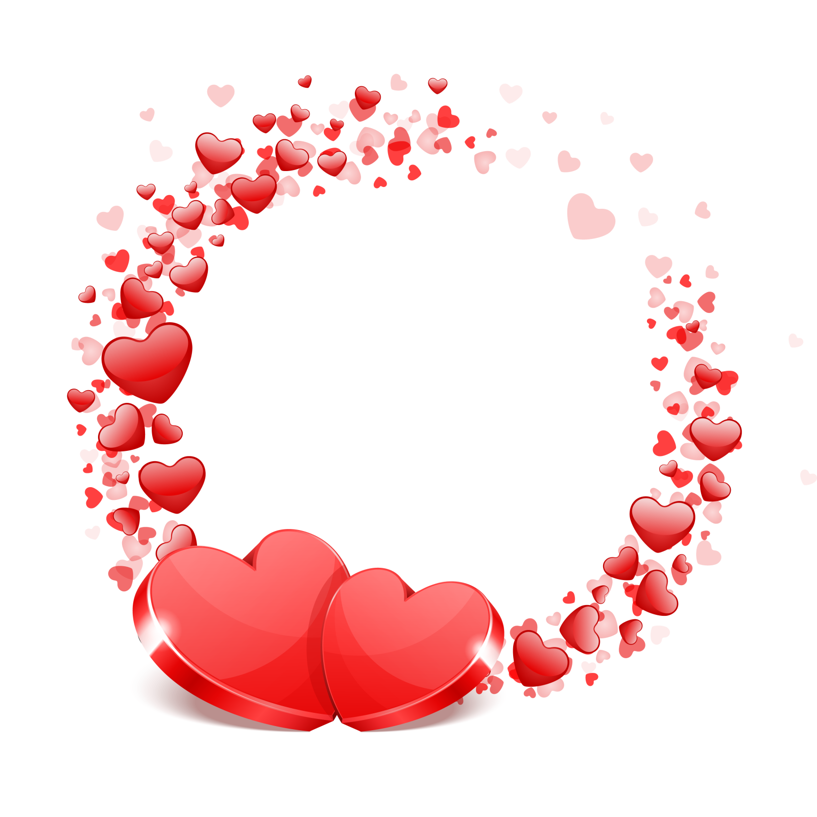 two hearts in the shape of a circle