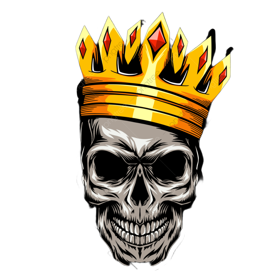 a skull with a crown on his head
