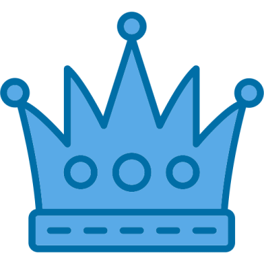 a blue crown on a white background
