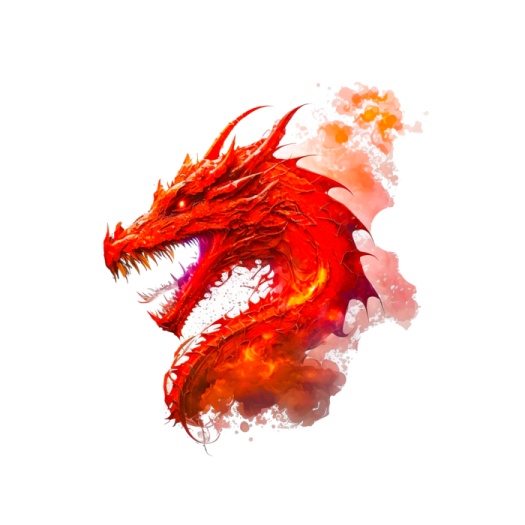 a red dragon on a white background