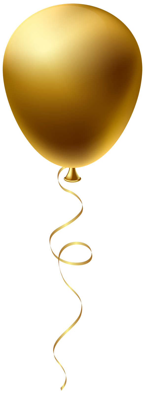 a balloon with a gold ribbon hanging from it