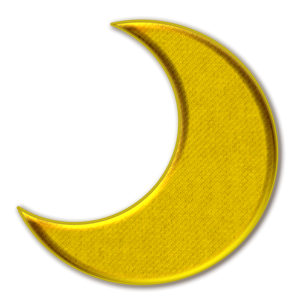 a yellow crescent on a white background
