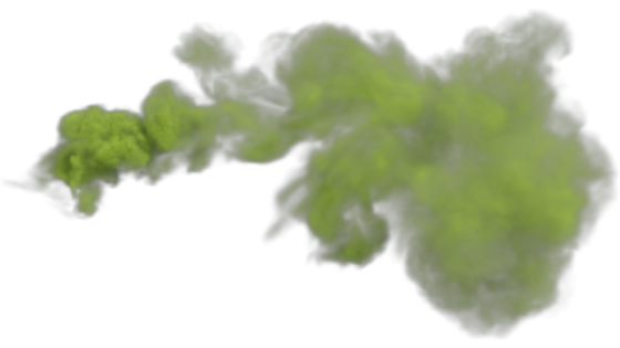 green smoke on a white background