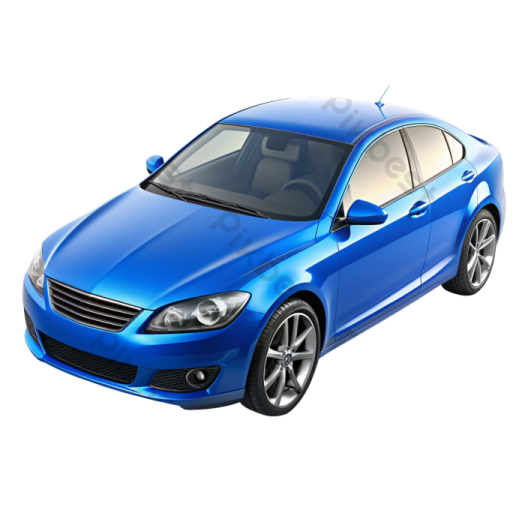 a blue car on a white background
