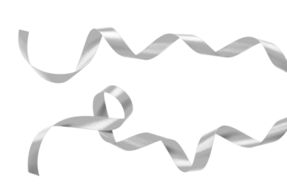 a white ribbon is shown in the shape of a heart