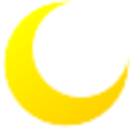 a yellow crescent on a white background