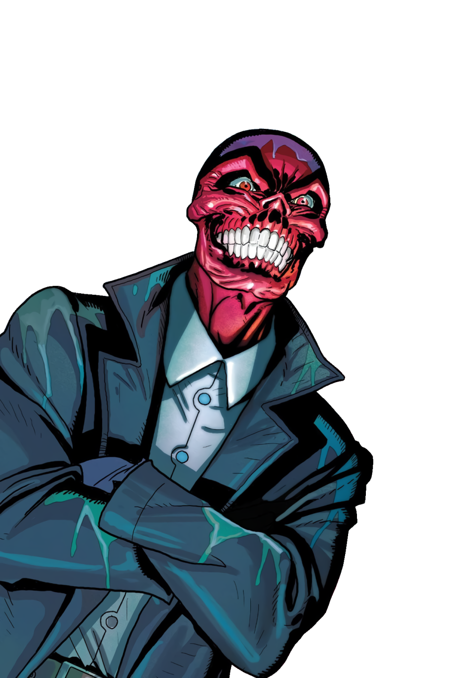 a drawing of a man in a suit with his arms crossed