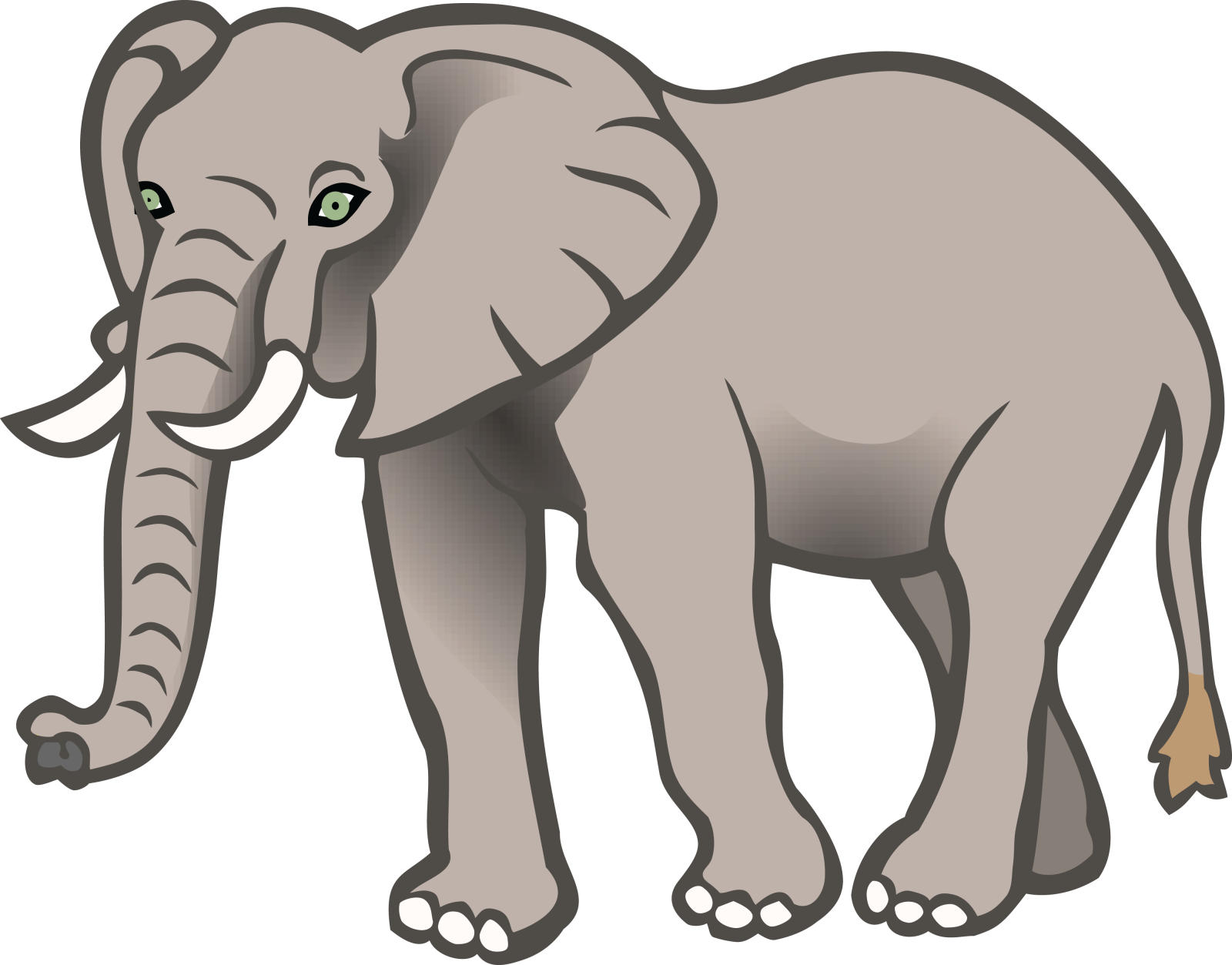 an elephant with green eyes