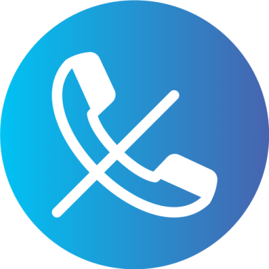 a blue and white icon with a phone in the middle