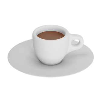a cup of coffee on a white plate