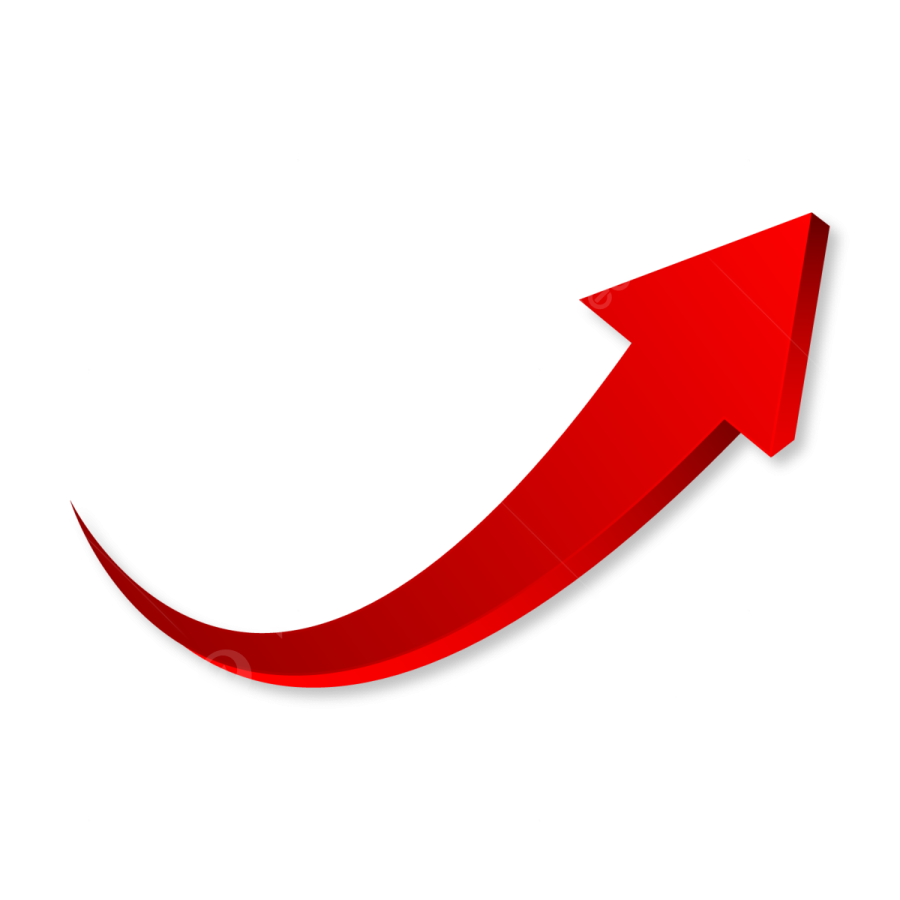 a red arrow icon on a white background