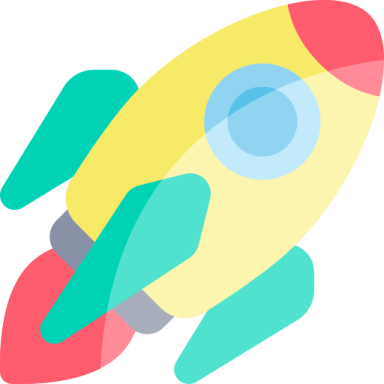 an illustration of a rocket with colorful shapes
