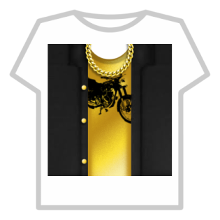 a t - shirt with a gold chain on it