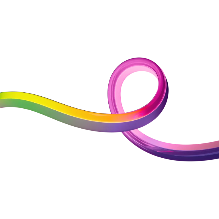 a rainbow colored ribbon on a white background