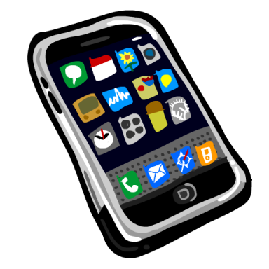 a cell phone with icons on the screen