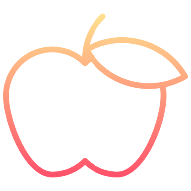 an apple with a leaf on it