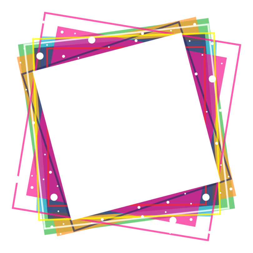 a square frame with colorful lines and dots