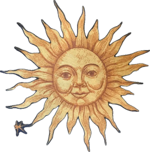 a drawing of the sun on a white background