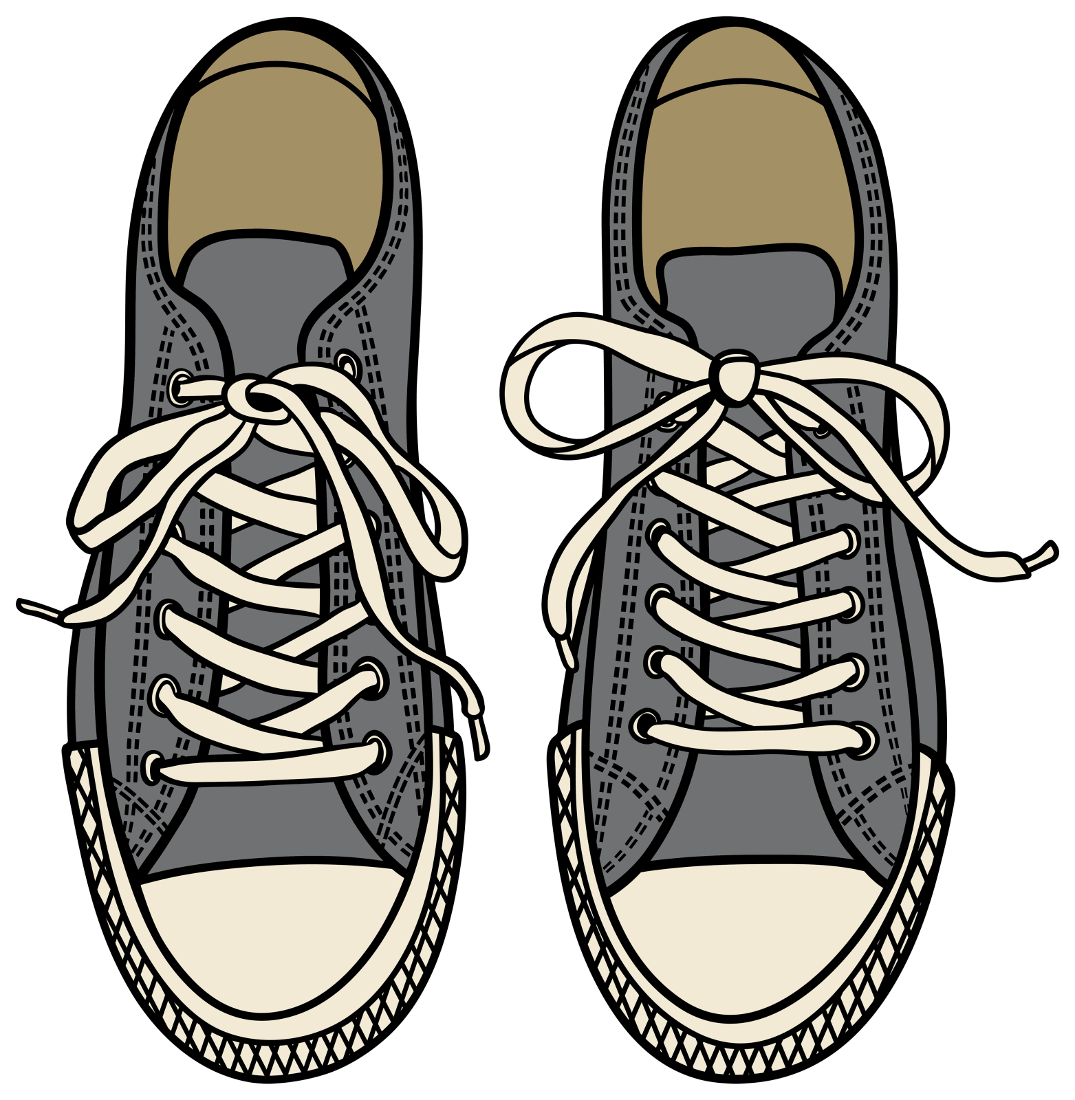 a pair of shoes with laces