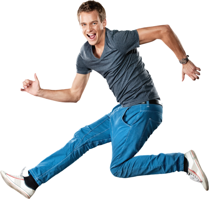 the man is jumping