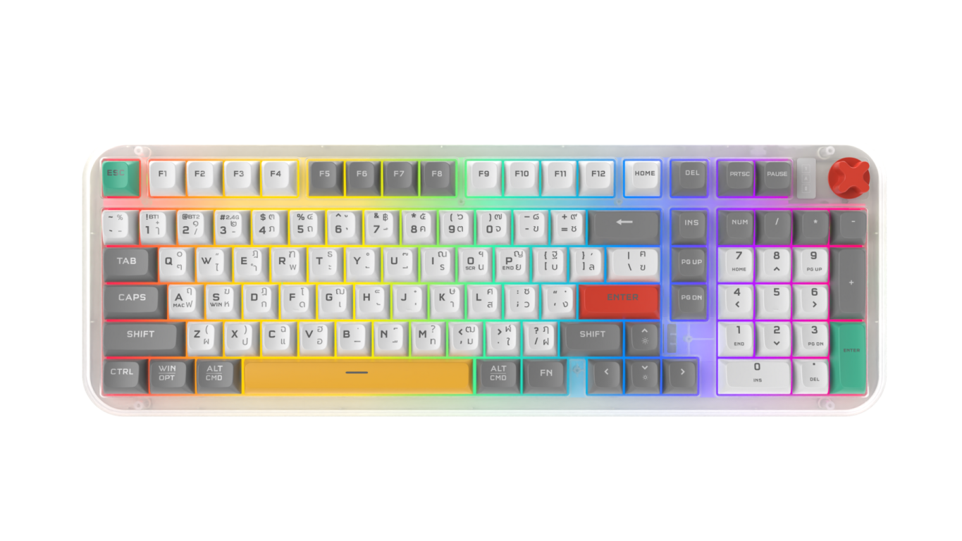 a computer keyboard with colorful keys on it