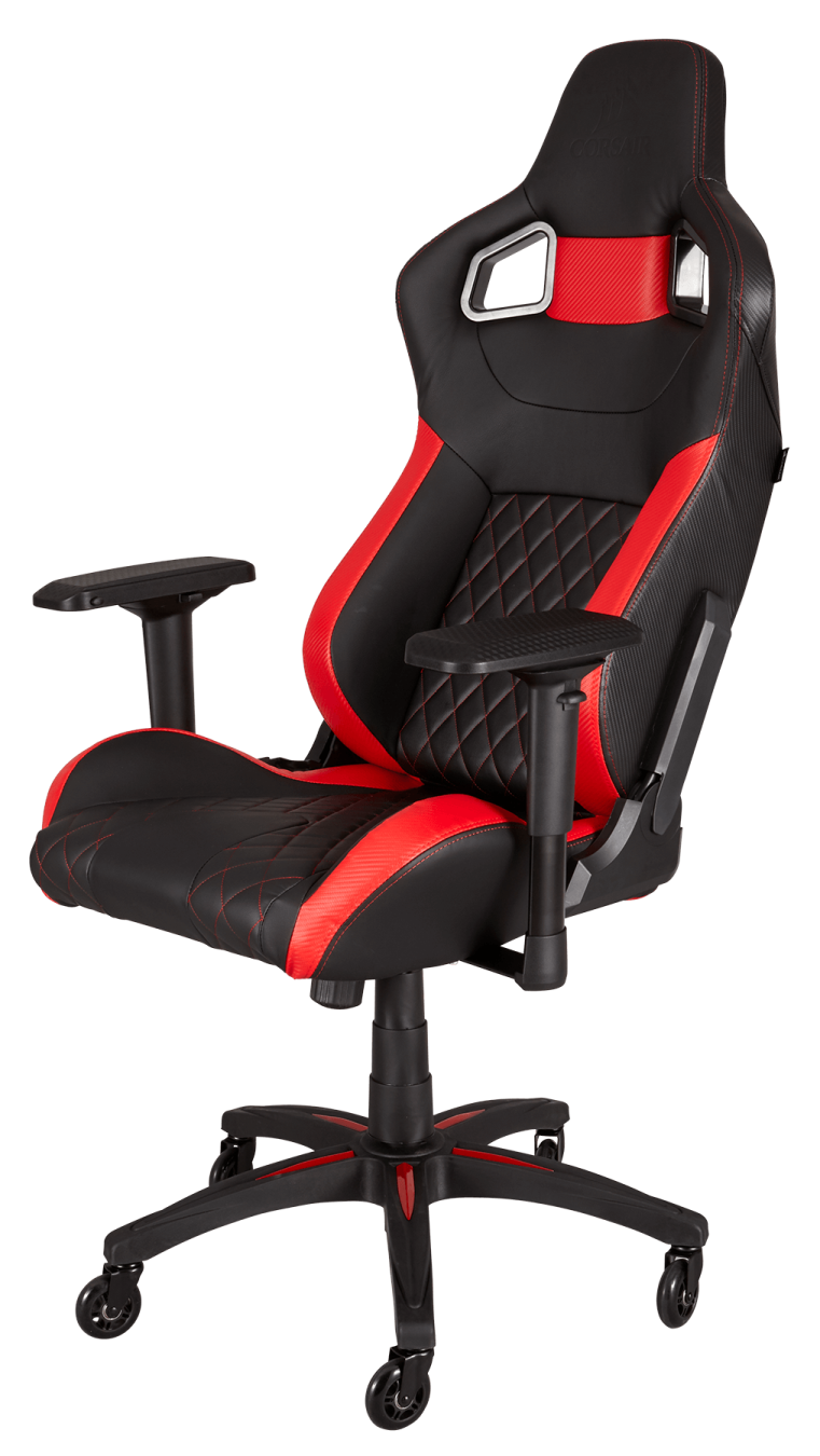 a black and red gaming chair