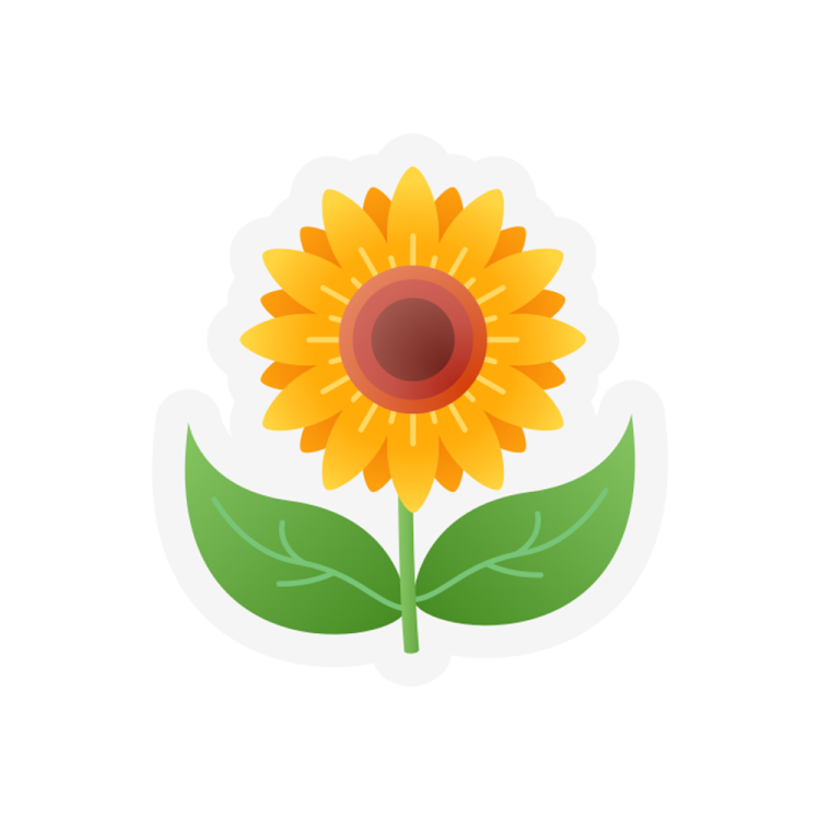 a sunflower with green leaves on it
